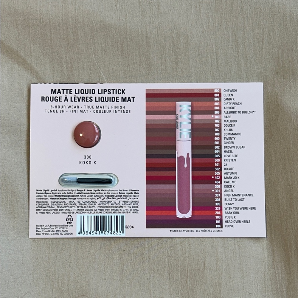 Case Pack of 25 Kylie Matte Liquid Lipstick 1ml Blister Packs with Applicator